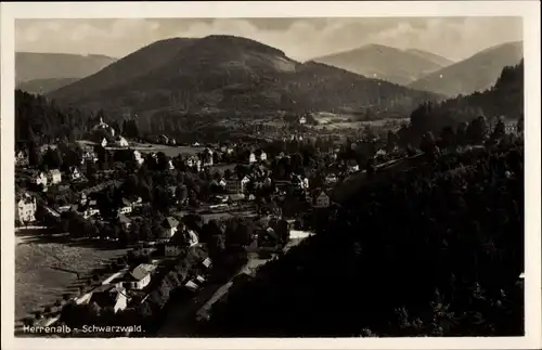 Ak Bad Herrenalb im Schwarzwald, Stadtpanorama, Berge