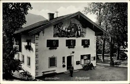 Ak Unterwössen im Kreis Traunstein Oberbayern, Postgebäude