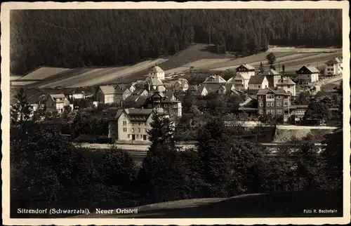 Ak Sitzendorf an der Schwarza in Thüringen, Neuer Ortsteil, Gasthaus Hotel Annafels, Bahnstrecke
