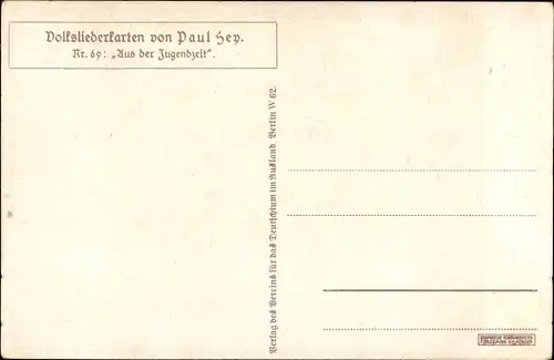 Lied Ak Hey, Paul, Volksliederkarte Nr. 69, Aus der Jugendzeit, alter Mann auf einer Bank sitzend