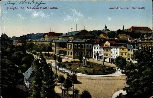 Ak Gotha im Thüringer Becken, Arnoldiplatz mit Hoftheater