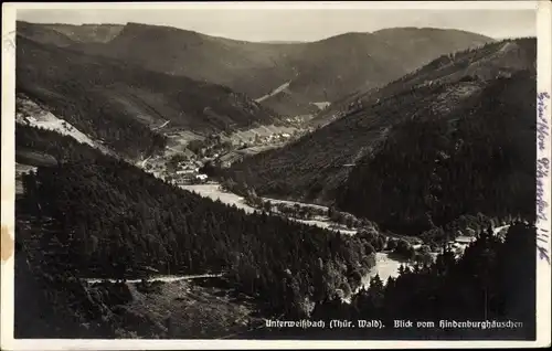 Ak Unterweißbach im Weißbachtal Thüringen, Blick vom Hindenburghäuschen, Landschaftsblick