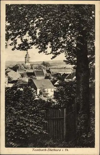 Ak Tambach Dietharz im Thüringer Wald, Stadtpanorama, Glockenturm