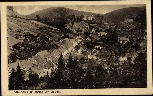 Ak Stolberg Südharz, Panorama von der Ortschaft von Süden