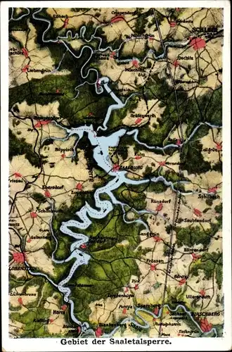 Landkarten Ak Saalburg Ebersdorf in Thüringen, Gebiet der Saaletalsperre, Künsdorf, Oschitz, Schleiz