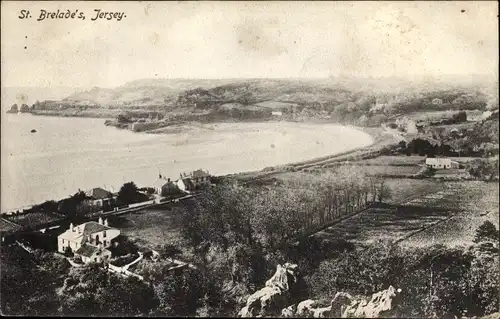 Ak St. Brelades Jersey Kanalinseln, Blick auf Ortschaft und Umgebung