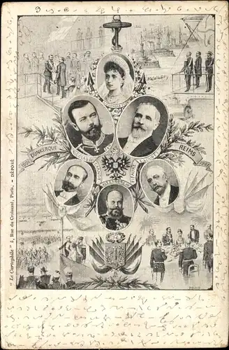 Ak Zar Nikolaus II. von Russland, Präsident Émile Loubet, Carnot, Faure, Zar Alexander III, Zarin