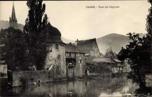 Ak Thann Elsass Haut Rhin, Tour des Cigognes, Wasserpartie