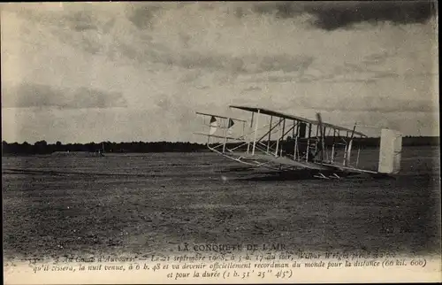 Ak La Conquête de l'Air, Camp d'Auvours, Wilbur Wright, Biplan