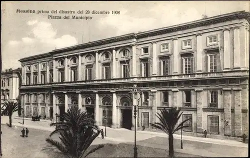 Ak Messina Sicilia Sizilien, Prima del disastro del 28 dicembre 1908, Piazza del Municipio