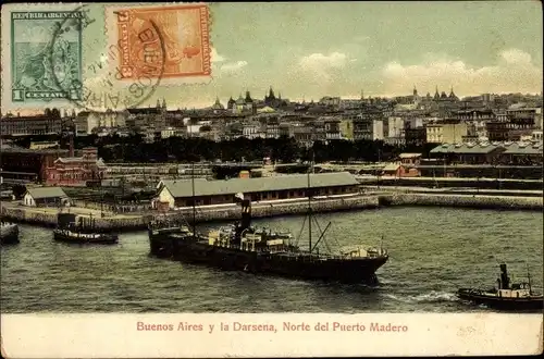 Ak Buenos Aires Argentinien, La Darsena, Norte del Puerto Madero, Holzhafen