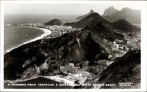 Foto Ak Rio de Janeiro Brasilien, Panorama, Praia Vermelha e Copacabana