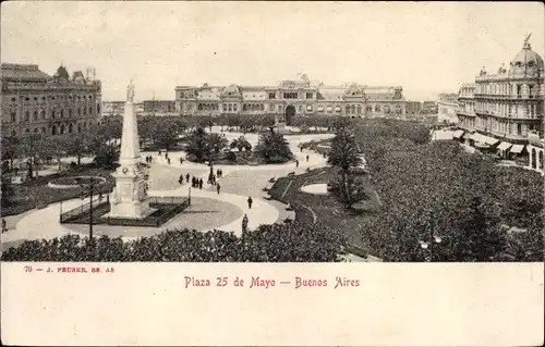 Ak Buenos Aires Argentinien, Plaza 25 de Mayo, Platz, Denkmal