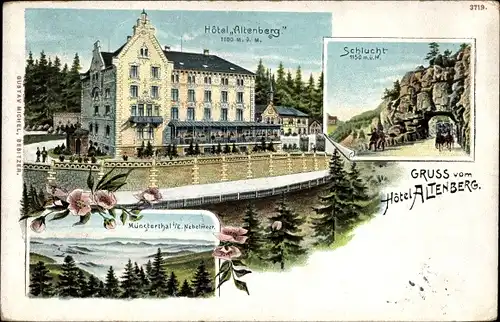 Litho Neubois Gereuth Elsass Bas Rhin, Hotel Altenberg, Schlucht, Münstertal