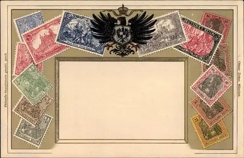 Präge Briefmarken Litho Deutsches Reich, Ein Reich, Ein Volk, Ein Gott, Wappen