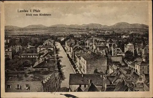 Ak Landau in der Pfalz, Blick vom Kirchturm auf die Stadt