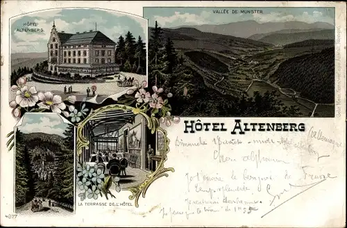 Litho Neubois Gereuth Elsass Bas Rhin, Hotel Altenberg, Vallee de Munster, Panorama vom Ort