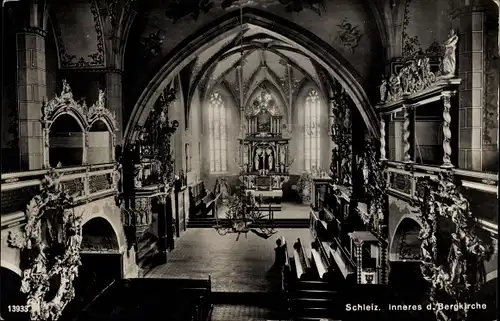 Ak Schleiz im Vogtland Thüringen, Inneres der Bergkirche