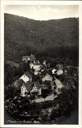 Ak Treseburg Thale im Harz, Blick auf den Ort mit Umgebung, Bodetal