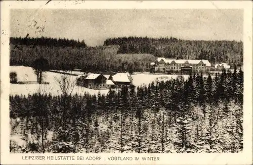 Ak Adorf im Vogtland, Blick auf die Leipziger Heilstätte im Winter