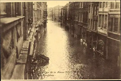 Ak Liège Lüttich Wallonien, Cure de la Meuse 1925-1926, Rue Feronstree, Straße bei Hochwasser