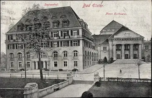 Ak Bad Elster im Vogtland, Neues Kurtheater, Sachsenhof