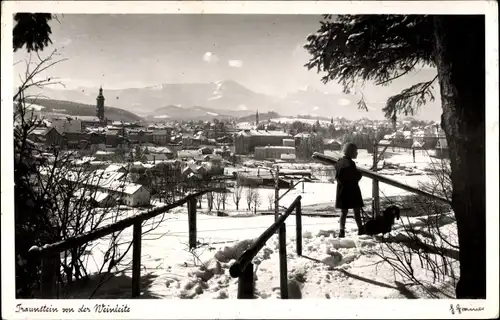 Ak Traunstein in Oberbayern, Blick von der Weinleite, Winter