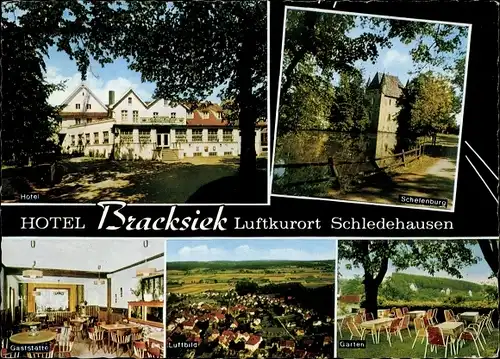 Passepartout Ak Schledehausen Bissendorf in Niedersachsen, Hotel Bracksiek, Schelenburg, Ortsblick