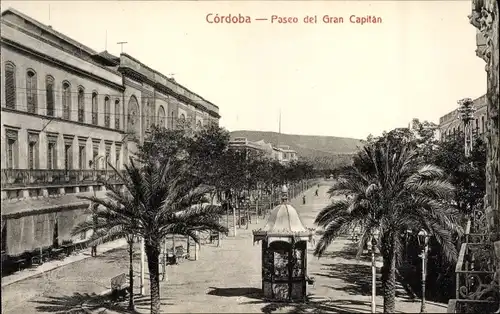 Ak Cordoba Andalusien Spanien, Paseo del Gran Capitan, Promenade, Kiosk