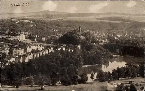 Ak Greiz in Thüringen, Blick auf den Ort mit Umgebung