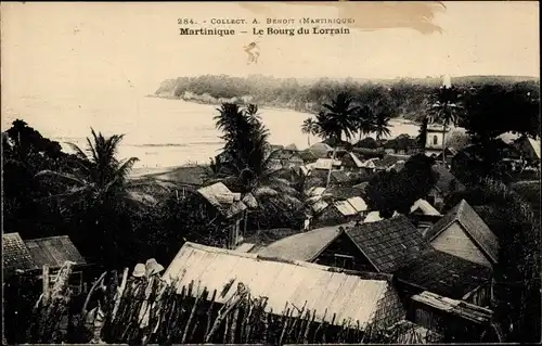 Ak Martinique, Le Bourg du Lorrain, Blick über die Dächer des Ortes