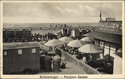 Ak Scheveningen Den Haag Südholland, Paviljoen Zeebad, Partie am Strand