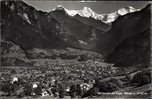 Ak Wilderswil Kt. Bern Schweiz, Ortschaft mit Landschaftsblick, Eiger, Mönch, Jungfrau