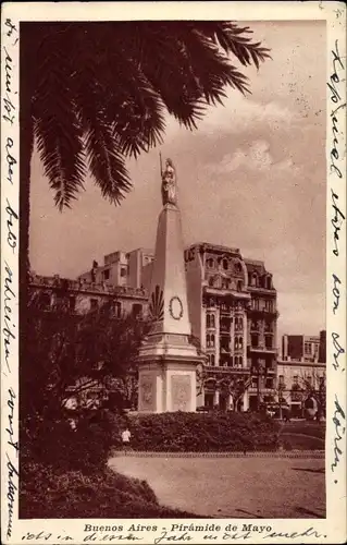 Ak Buenos Aires Argentinien, Piramide de Mayo, Ansicht vom Denkmal