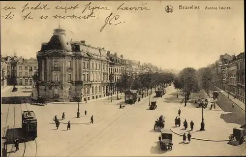 Ak Bruxelles Brüssel, Avenue Louise, Straßenpartie in der Stadt, Straßenbahn