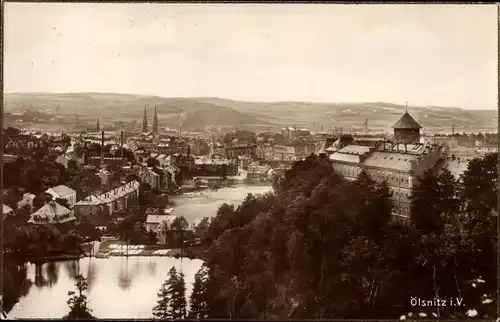 Ak Oelsnitz Vogtland, Panoramablick auf die Stadt