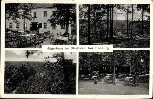 Ak Streitwald Frohburg in Sachsen, Walderholungsstätte Jägerhaus, Inhaber Wilh. Wiese, Terrasse