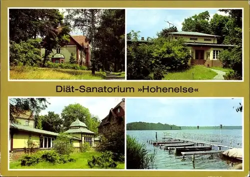 Ak Rheinsberg in Brandenburg, Diät Sanatorium Hohenelse, Bootssteg am Rheinsberger See