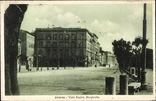 Ak Livorno Toscana Italien, Viale Regina Margherita, Straßenpartie