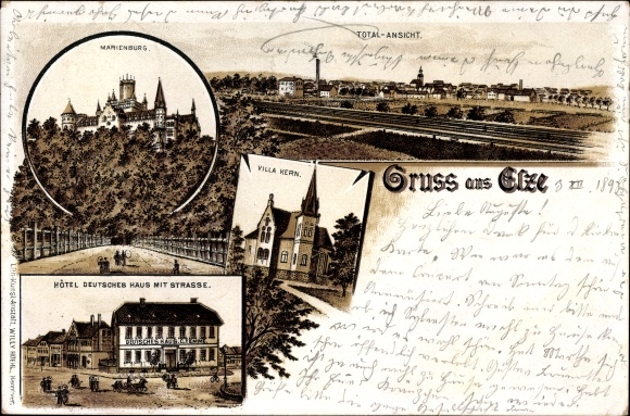 Litho Elze Niedersachsen Totalansicht Marienburg Villa Kern