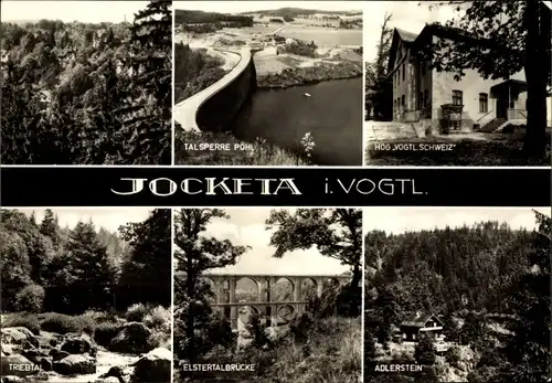 Ak Jocketa Pöhl Vogtland, Talsperre, HOG Vogtländische Schweiz, Elstertalbrücke, Adlerstein