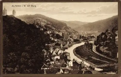 Ak Altena im Märkischen Kreis, Blick auf den Ort mit Umgebung, Burg