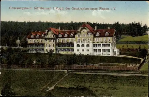 Ak Mühlhausen Bad Elster im Vogtland, Blick zum Genesungsheim, Wald