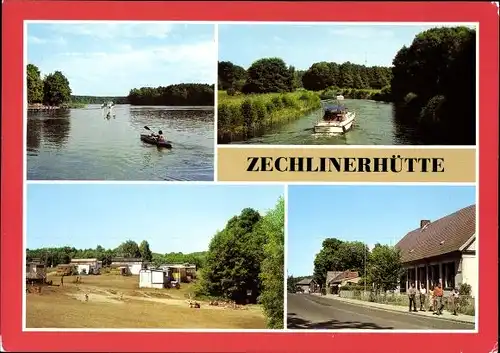 Ak Zechlinerhütte Rheinsberg in Brandenburg, Schlabornsee, Zootzkenkanal, Zeltplatz Berner Land