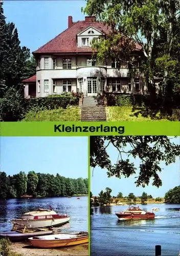 Ak Kleinzerlang Rheinsberg in Brandenburg, Café am Pälitzsee, Boote am Ufer