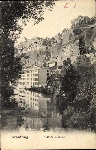 Ak Luxemburg, L'Alzette au Grund, Stadtansicht