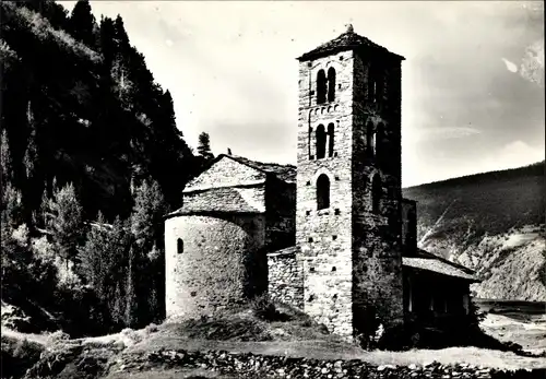 Ak Canillo Andorra, Eglise roman de S. Jean de Casellas, Blick auf die Kirche