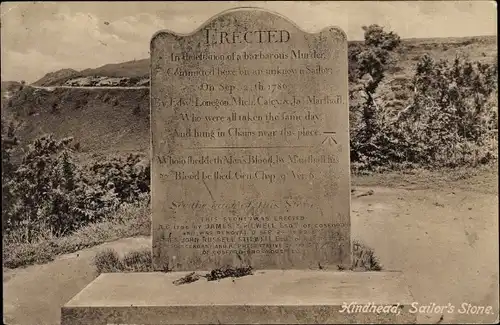 Ak Hindhead South East England, Sailor's Stone, Denkmal für einen getöteten Seemann