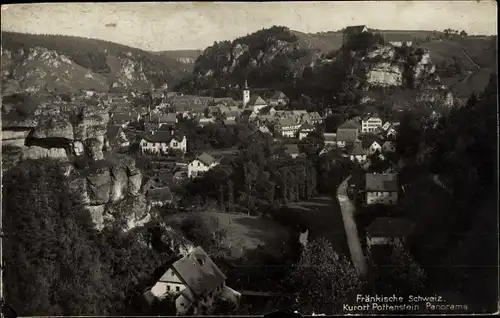 Ak Pottenstein im Kreis Bayreuth Oberfranken, Panorama der Stadt