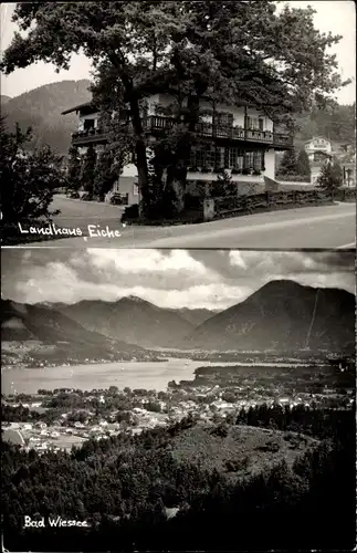 Ak Bad Wiessee im Kreis Miesbach Oberbayern, Landhaus Eiche, Blick auf den Ort mit Umgebung